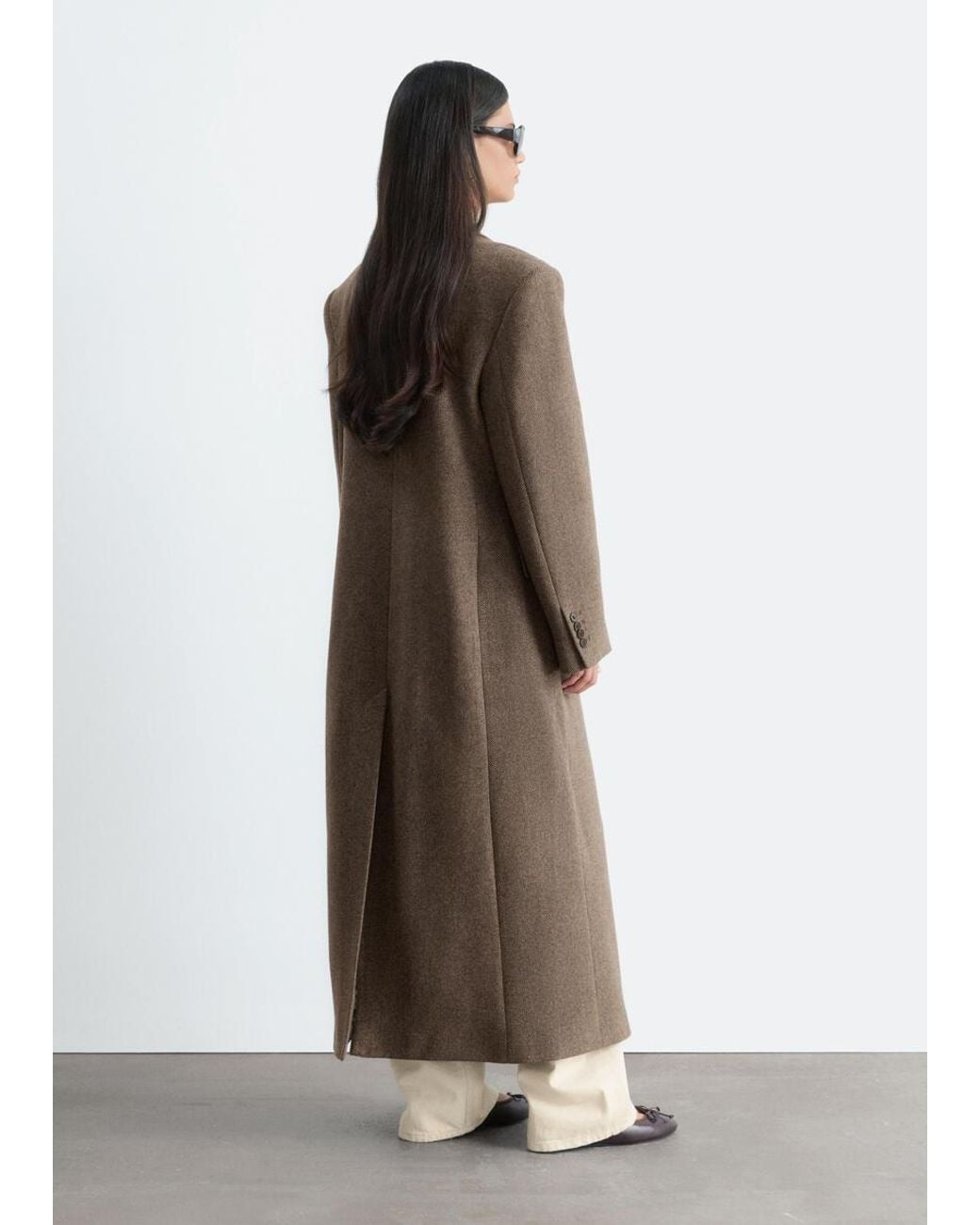 & Other Stories White Long Wool Coat