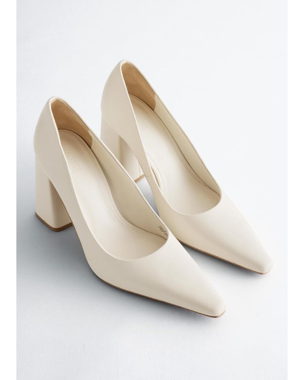 & Other Stories Gray Block-Heel Leather Pumps