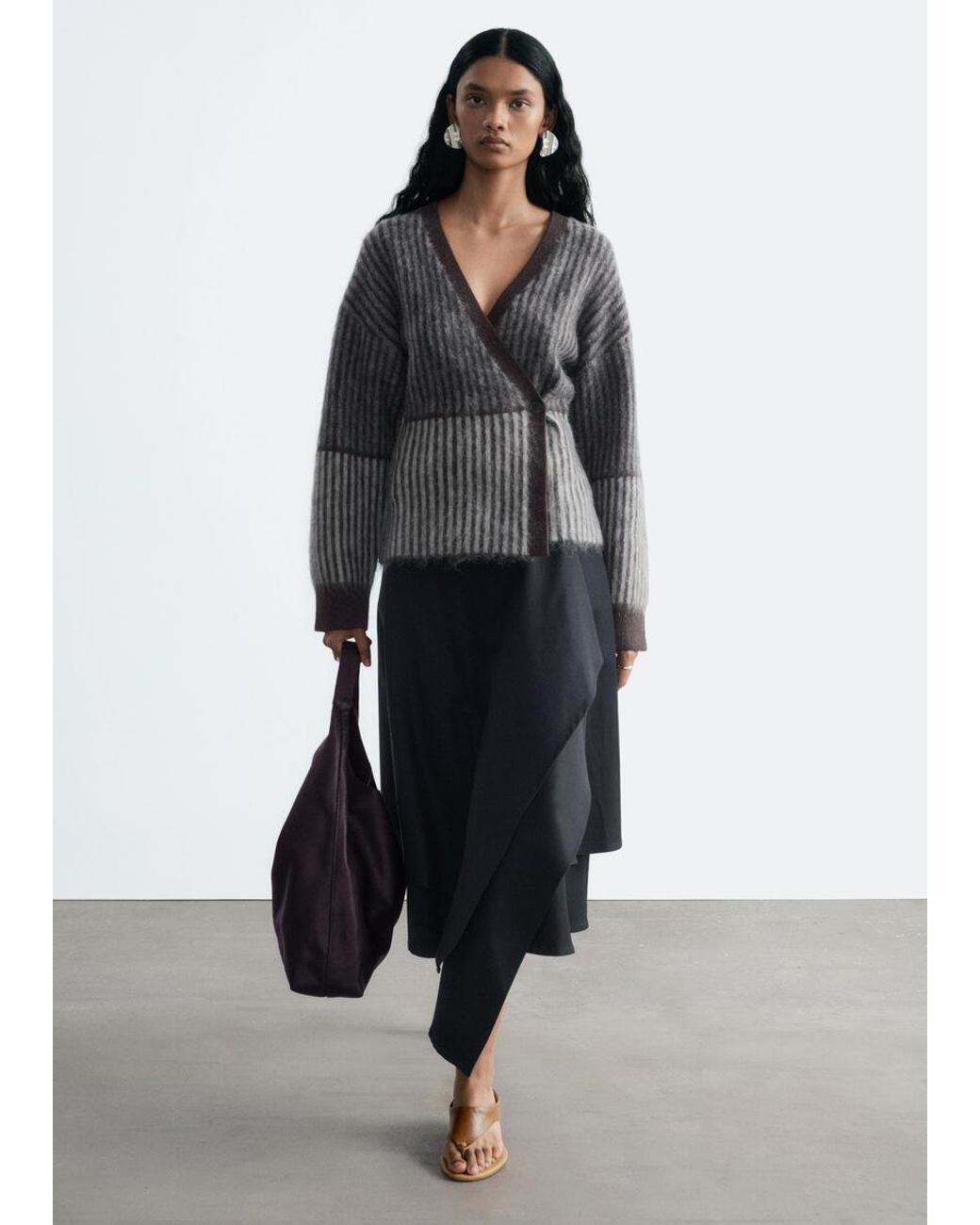& Other Stories Black Mohair-Blend Wrap Cardigan