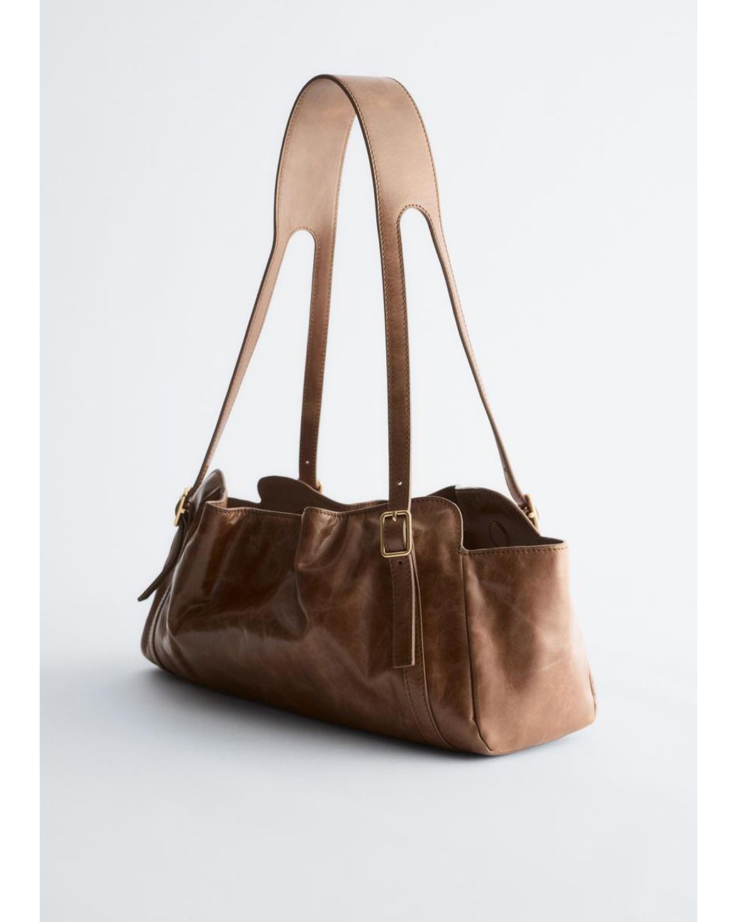 & Other Stories Brown Low-Profile Leather Shoulder Bag