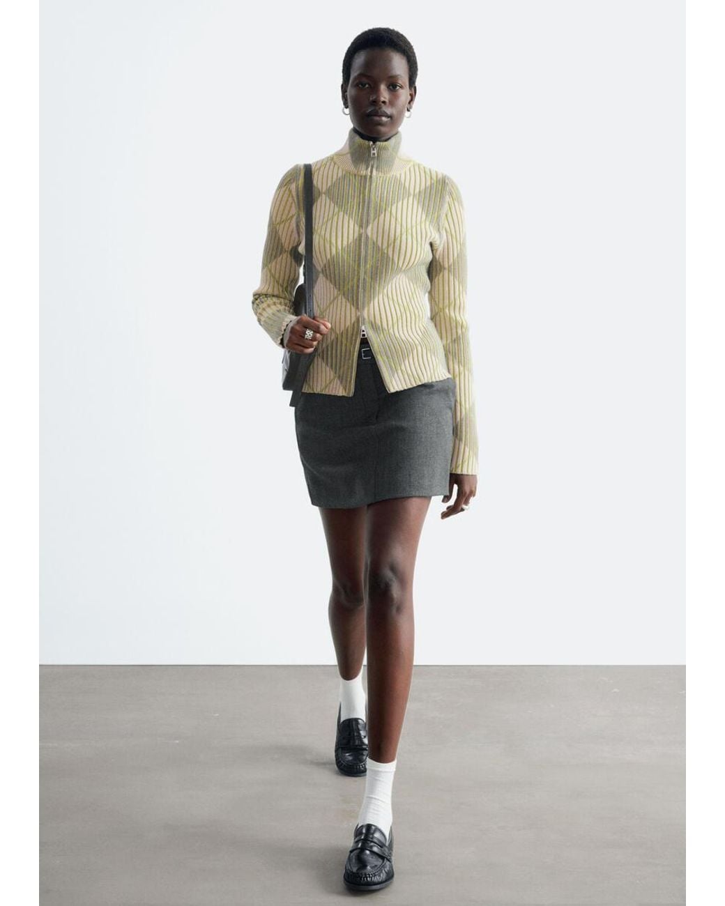 & Other Stories Natural Wool-Cotton Zip Cardigan