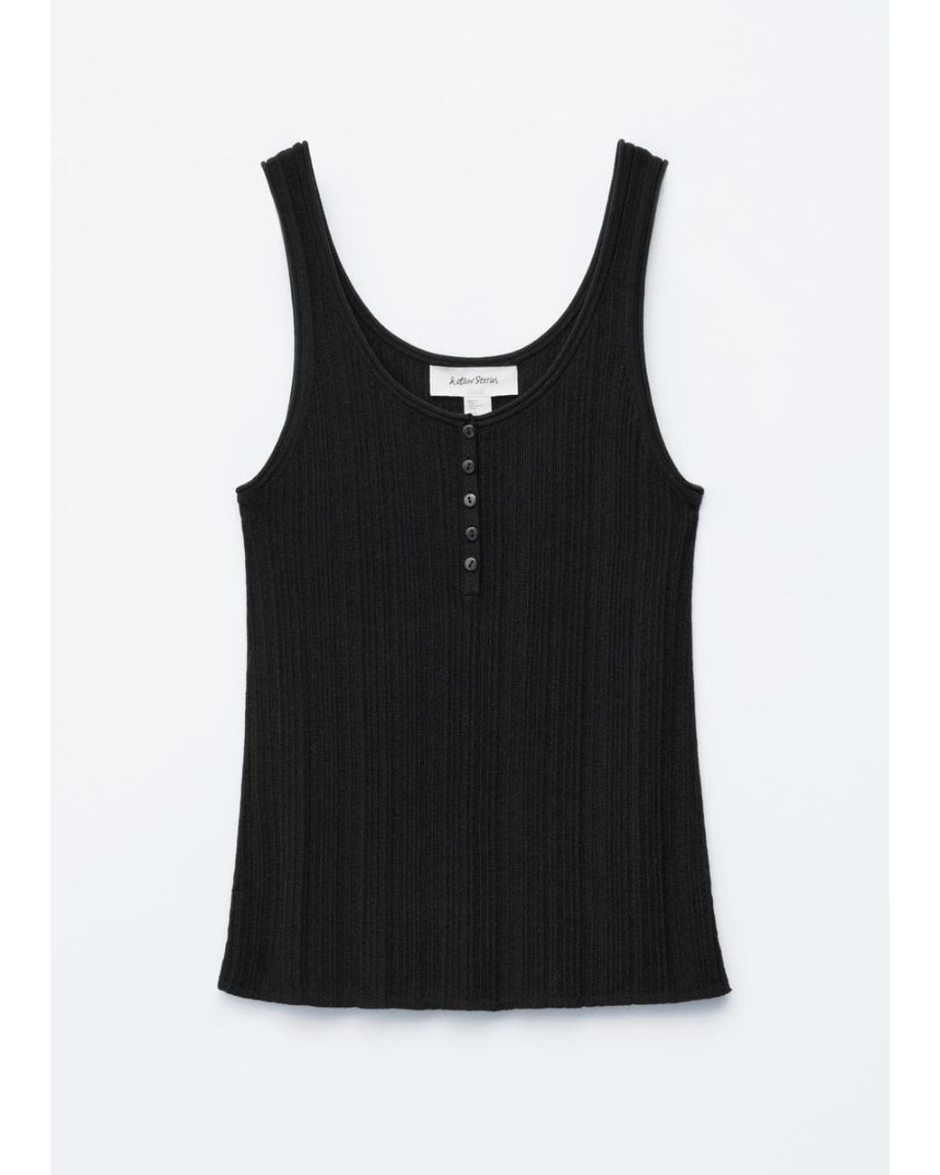 & Other Stories Black Scoop-Neck Rib-Knit Tank Top
