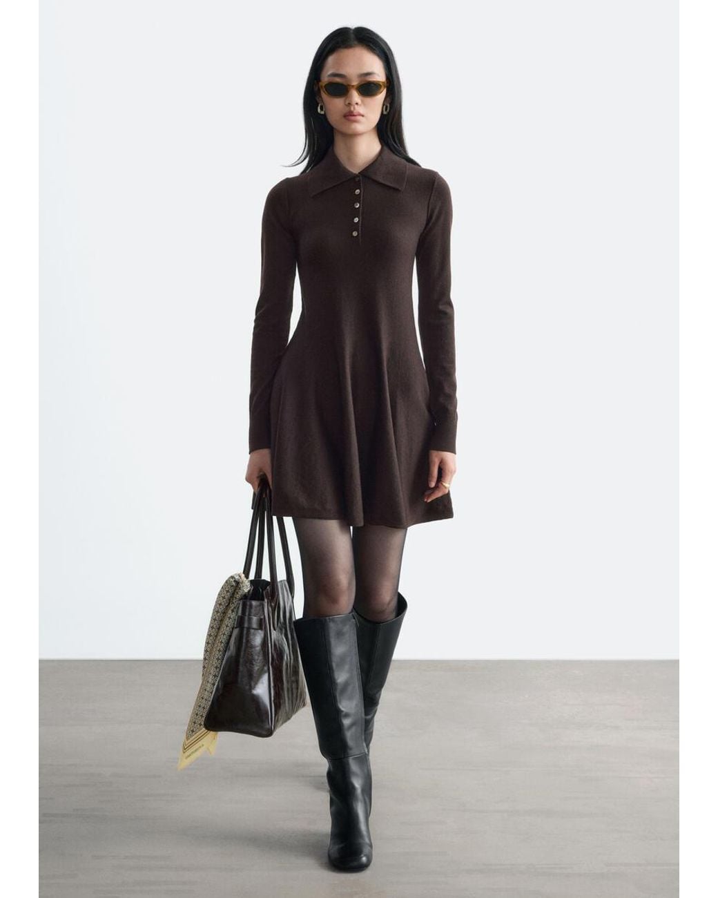 & Other Stories White Knitted Shirt Dress