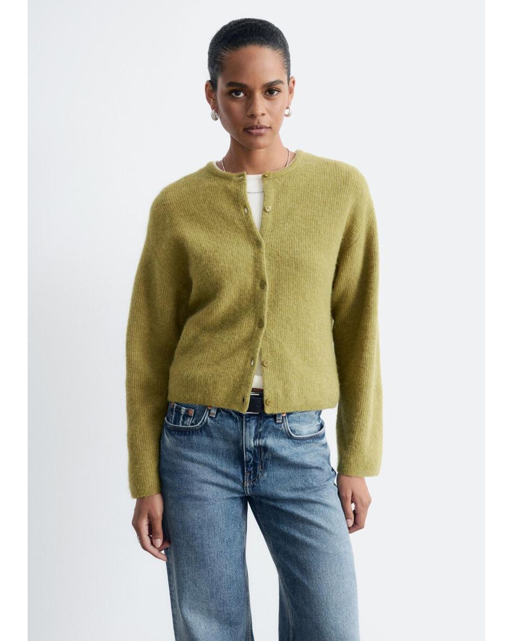 & Other Stories Green Alpaca-Blend Knitted Cardigan