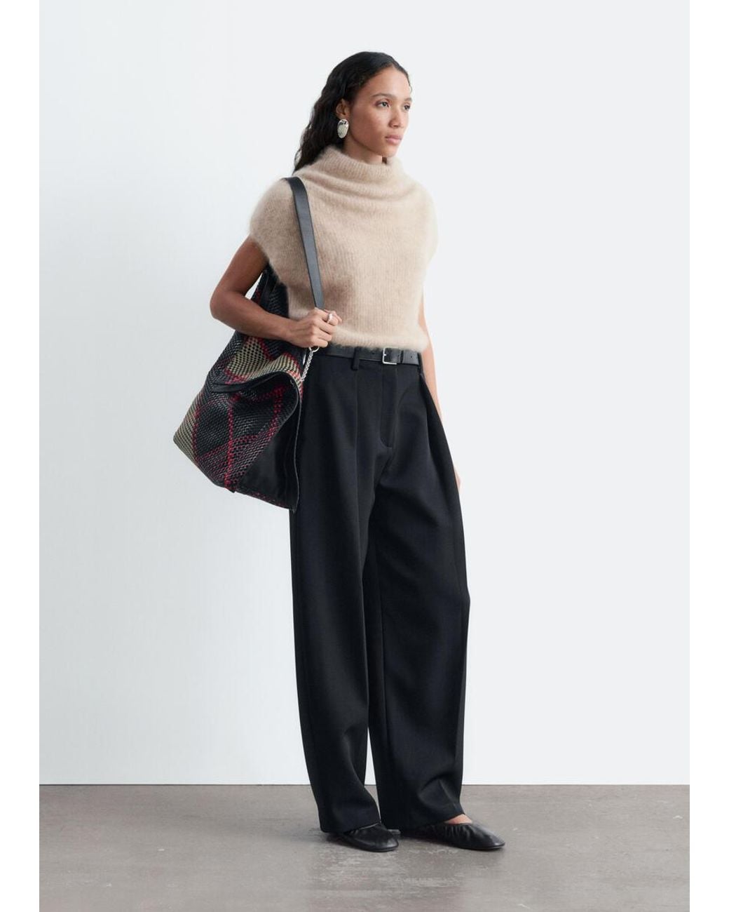 & Other Stories White Sculptural Pleat Trousers