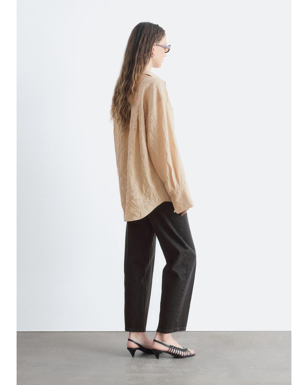 & Other Stories Natural Crinkled Oversized Shirt