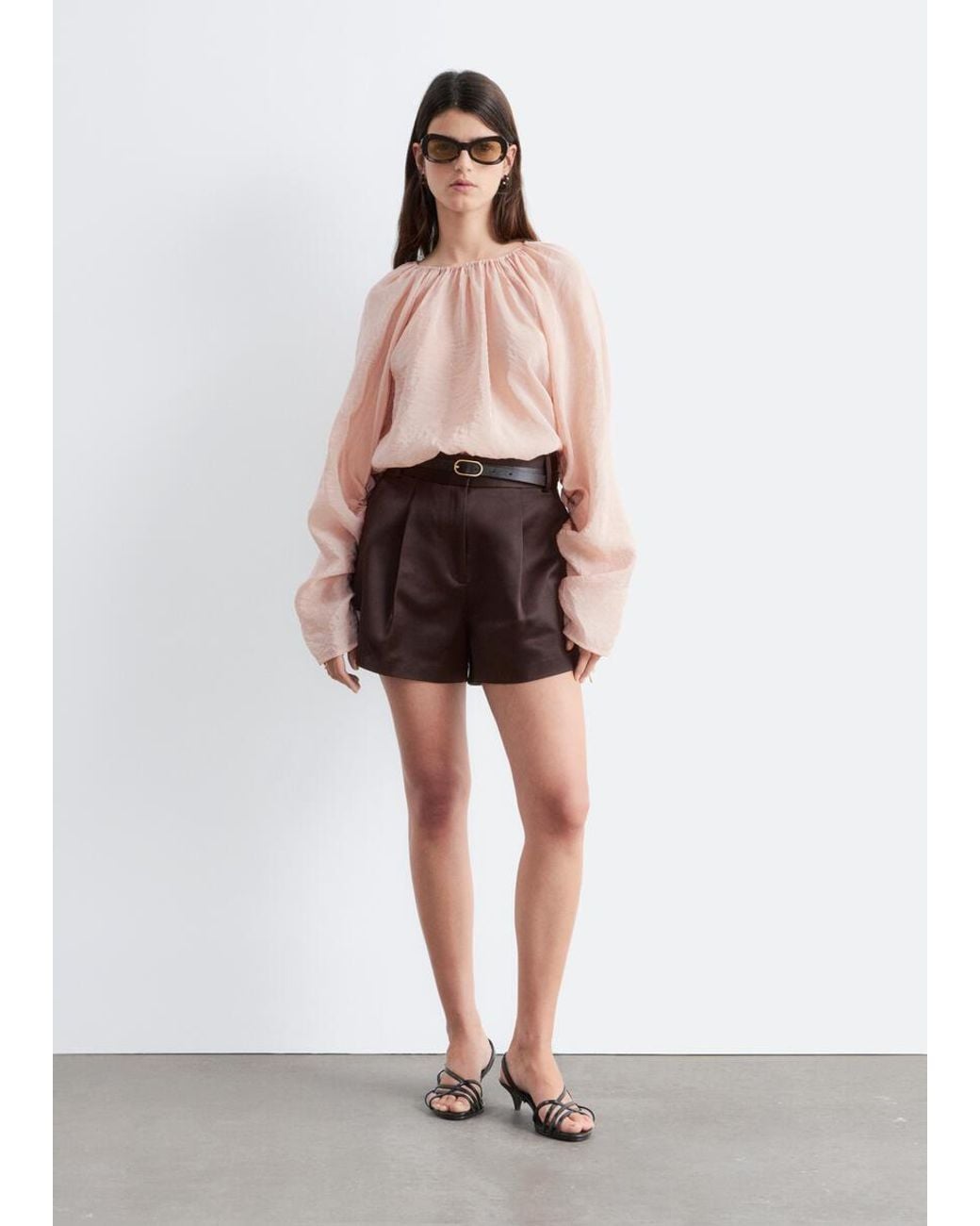 & Other Stories White A-Line Satin Shorts