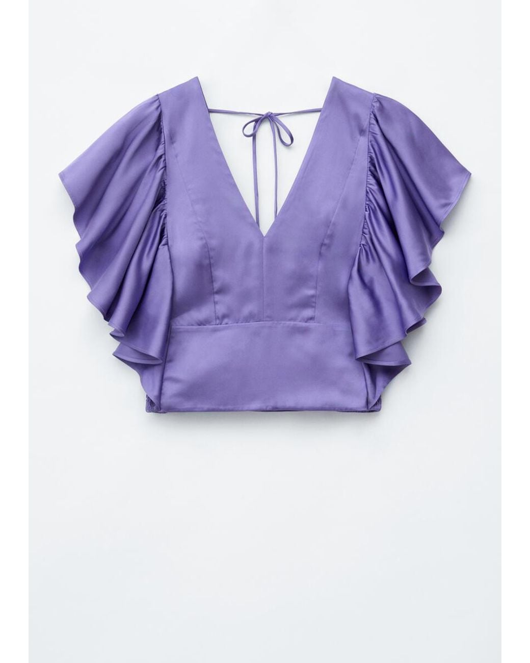 & Other Stories Purple Ruffle V-Neck Blouse