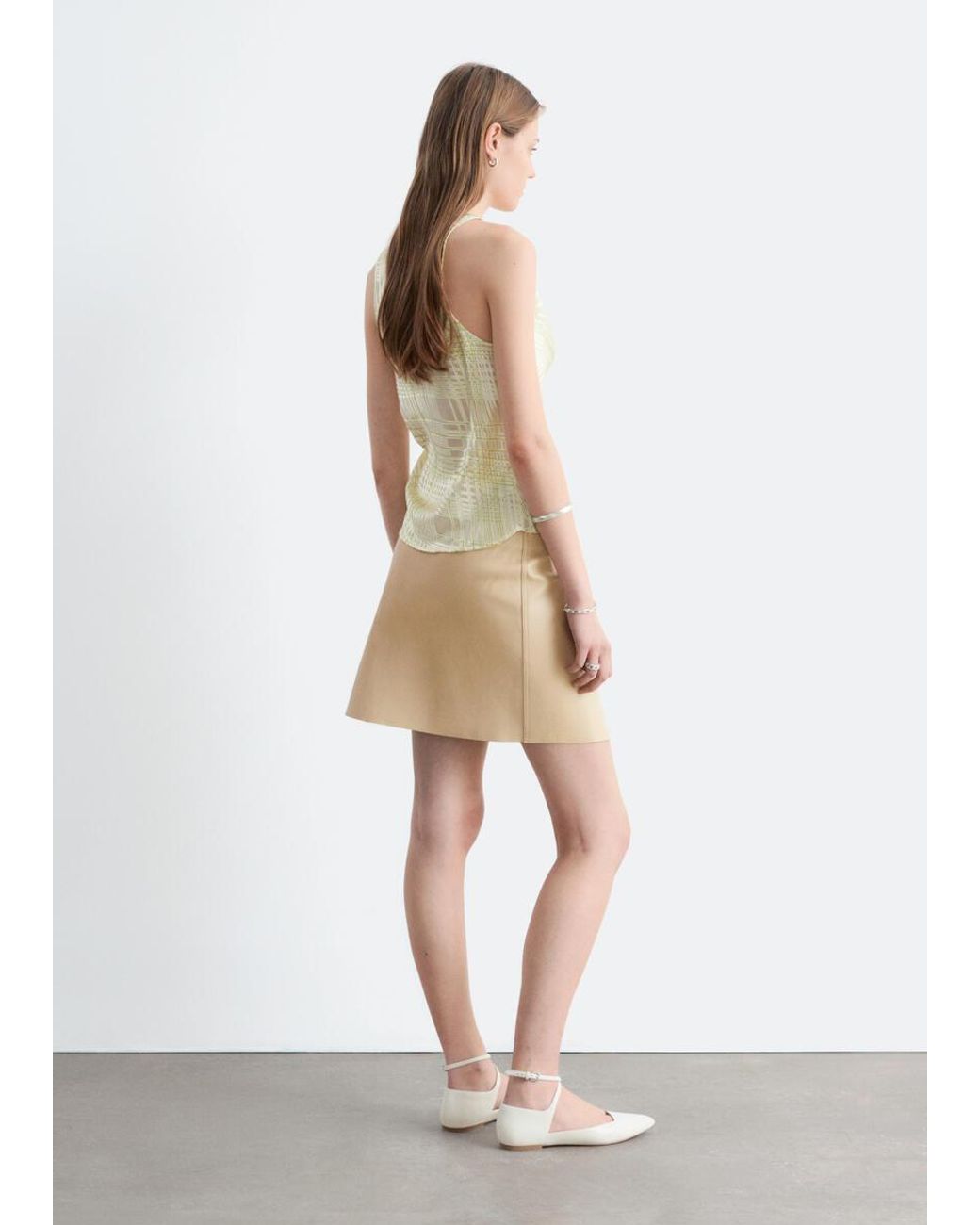 & Other Stories White Leather Wrap Mini Skirt