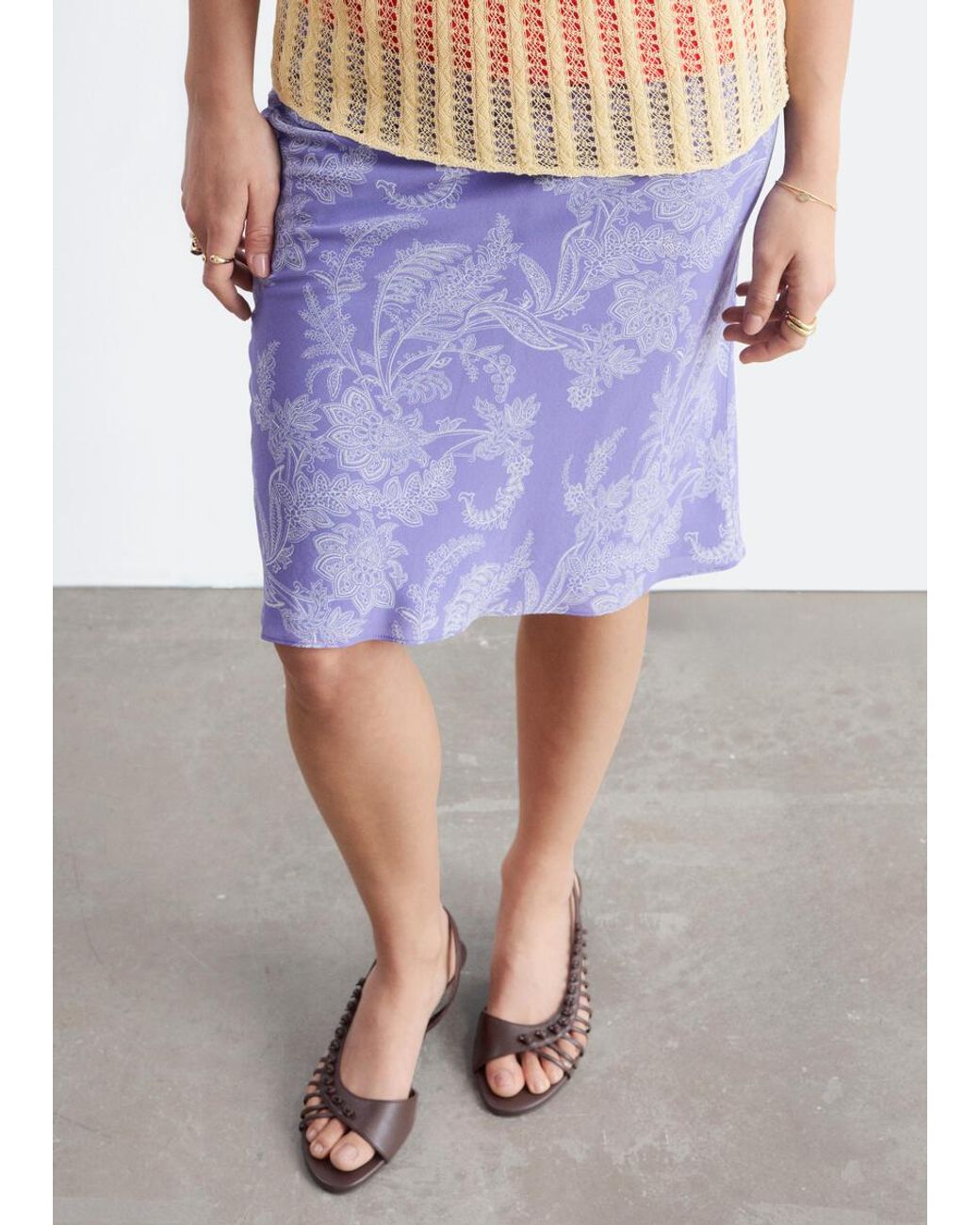 & Other Stories Purple Knee-Length Slip Skirt