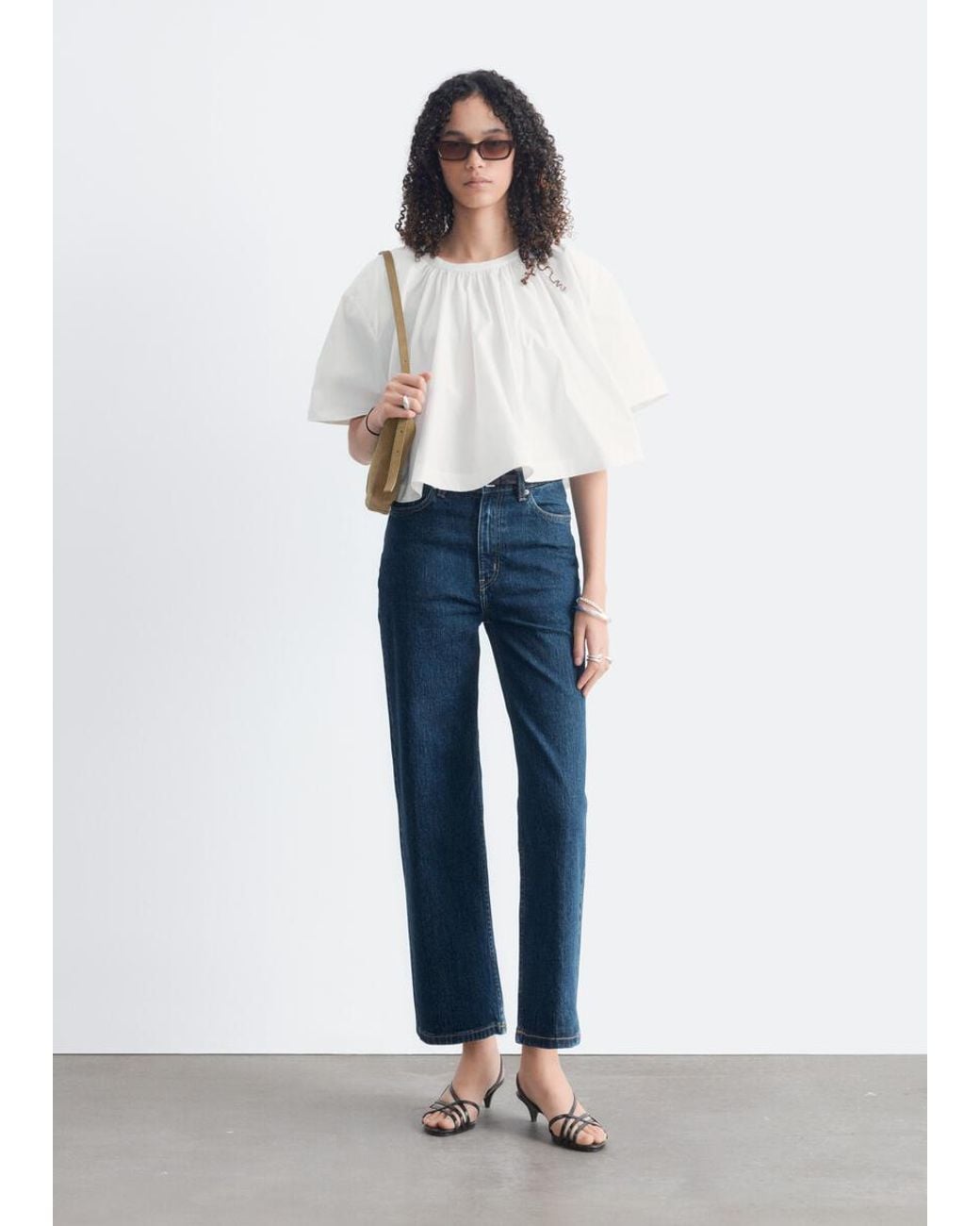 & Other Stories Blue Cropped Wide-Leg Jeans