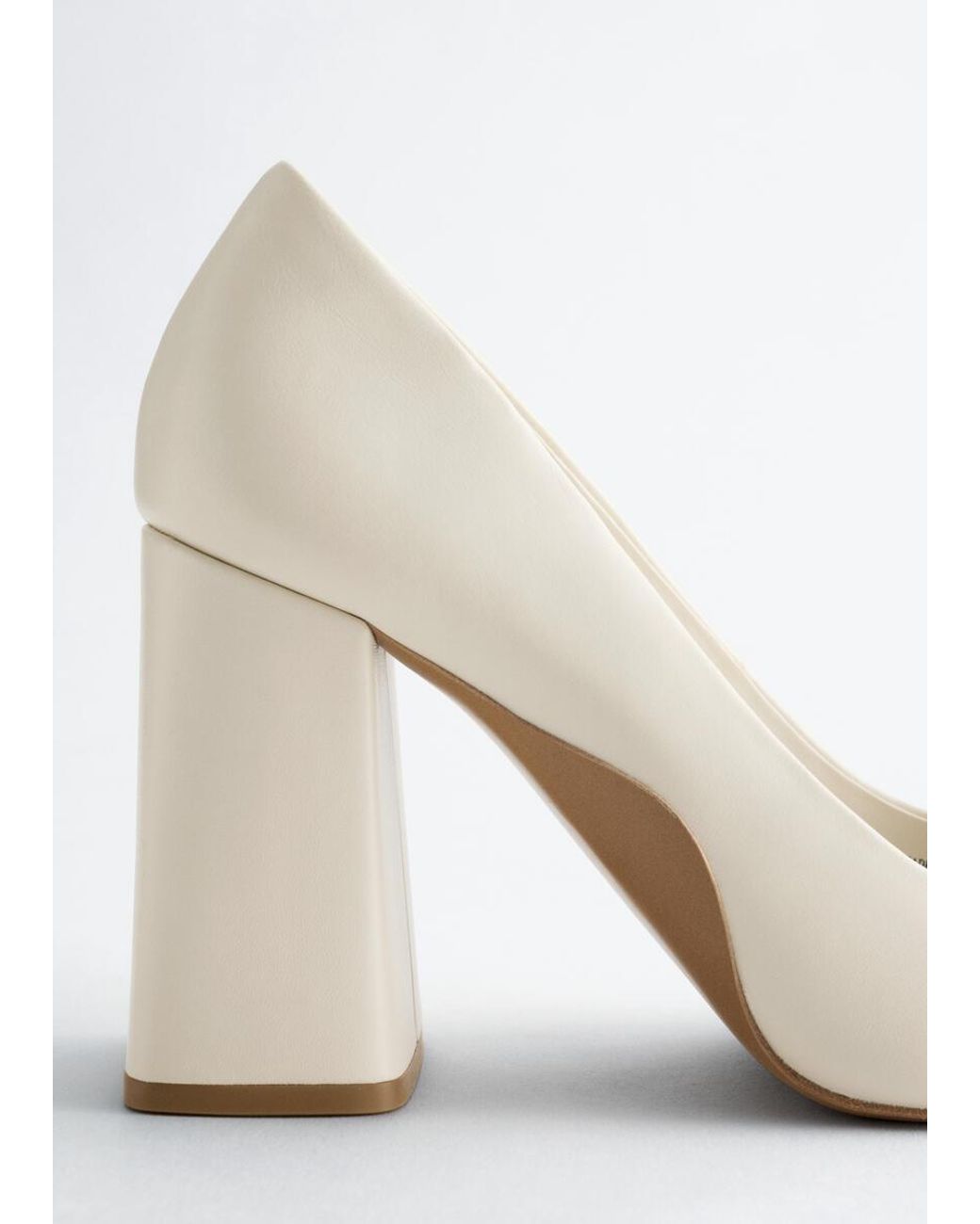 & Other Stories Gray Block-Heel Leather Pumps