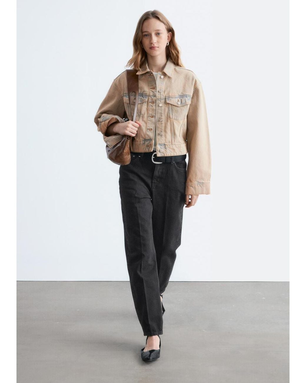 & Other Stories White Cropped Overdye Denim Jacket