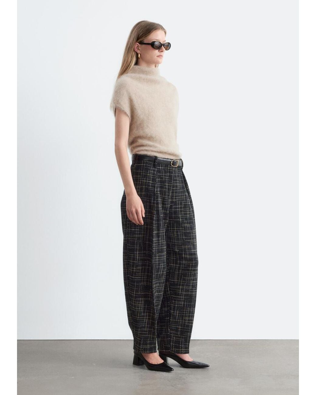 & Other Stories White Tweed Volume Trousersf