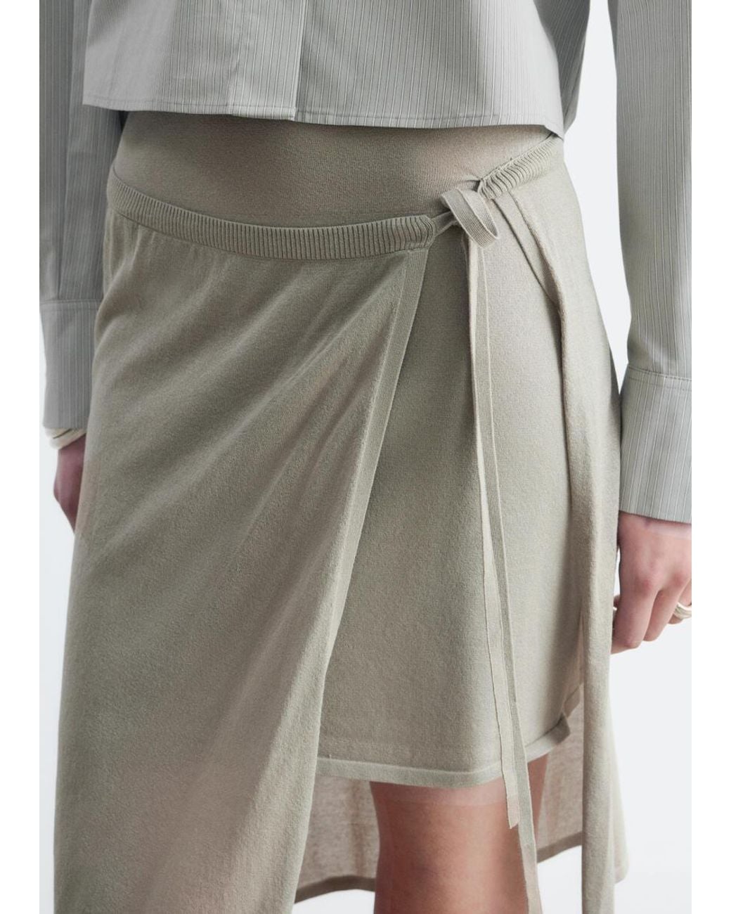 & Other Stories Gray Wrap Midi Skirt