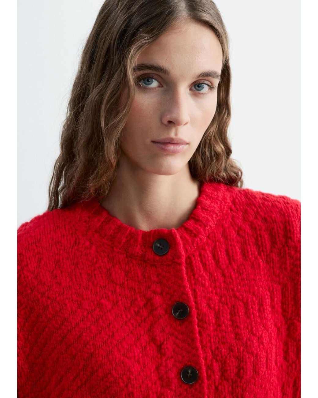 & Other Stories Red Wool-Cotton Cardigan