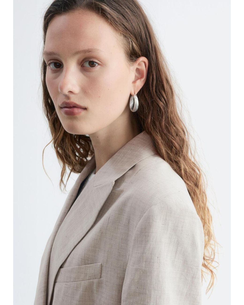 & Other Stories White Relaxed Cotton-Linen Blazer