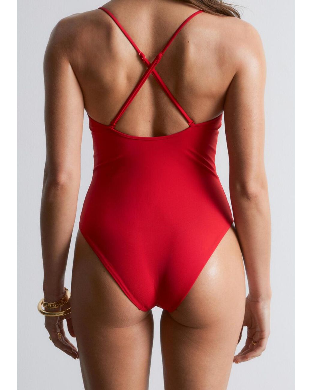 & Other Stories Red Triangle-Cut Swimsuit