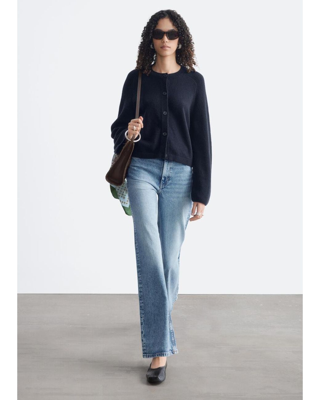 & Other Stories Blue Relaxed Wool-Cotton Cardigan