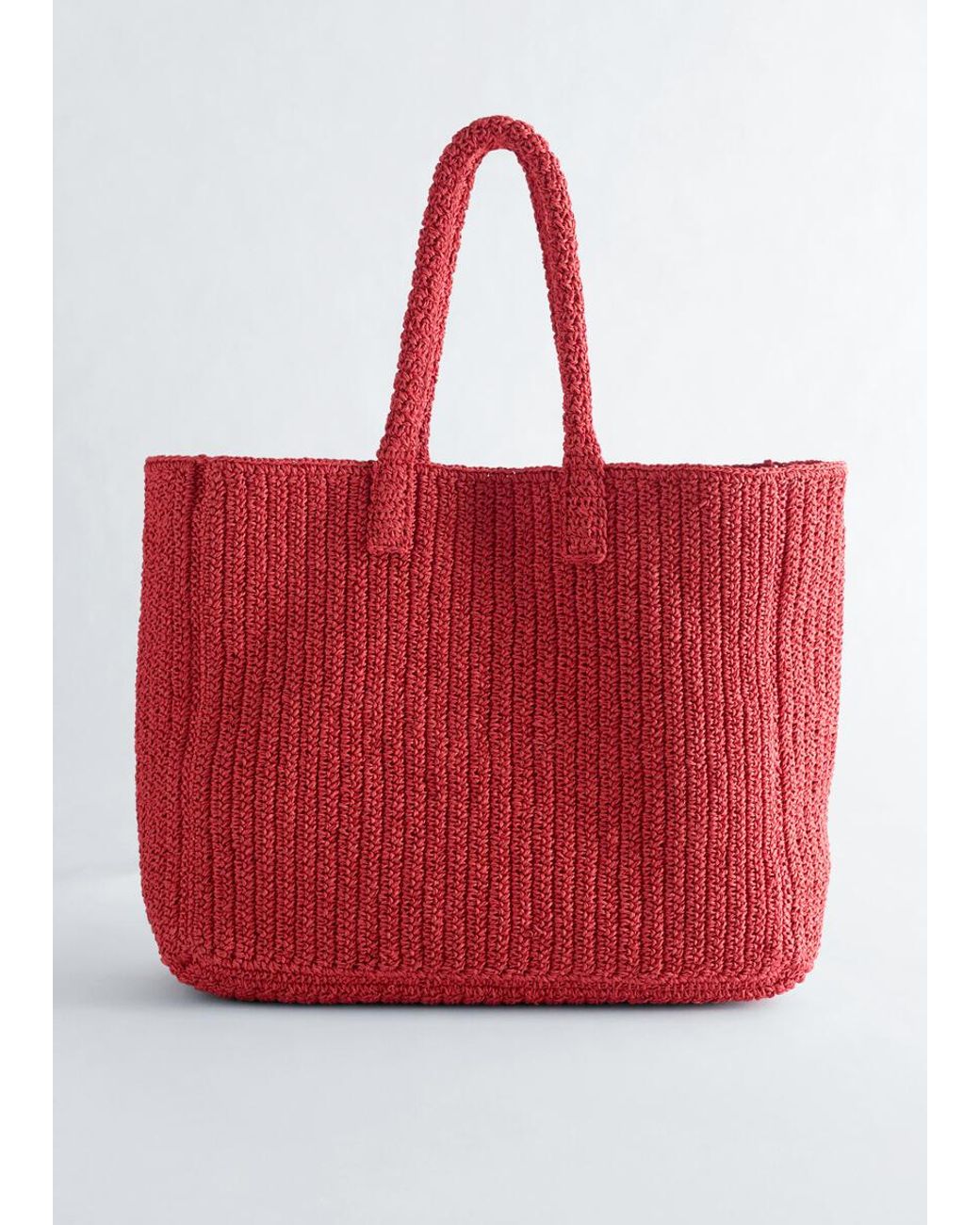 & Other Stories Red Straw Tote Bag