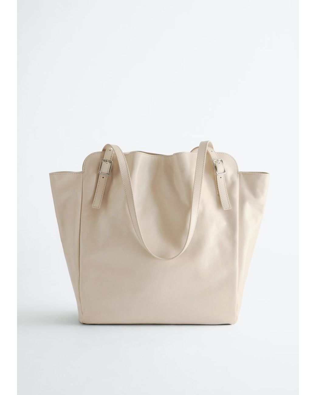 & Other Stories Natural Buckle-Strap Leather Tote