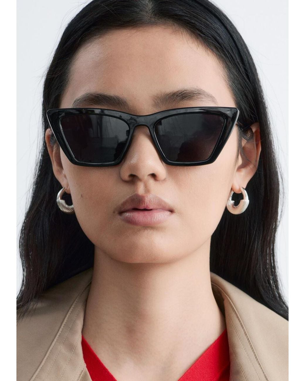 & Other Stories Black Angular Cat Eye Sunglasses