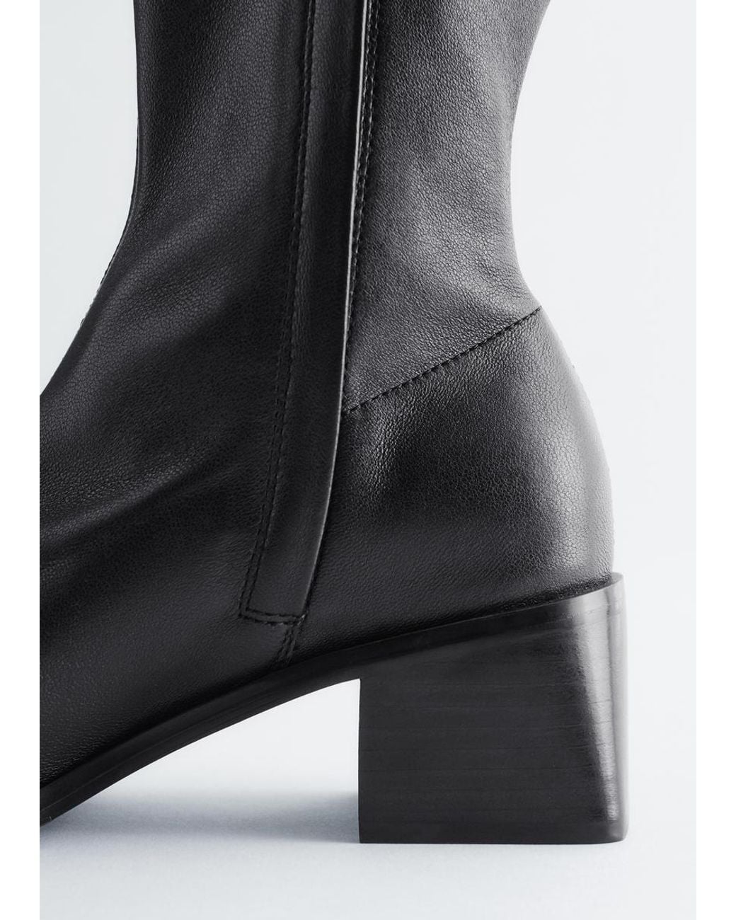 & Other Stories Black Leather Sock Boots