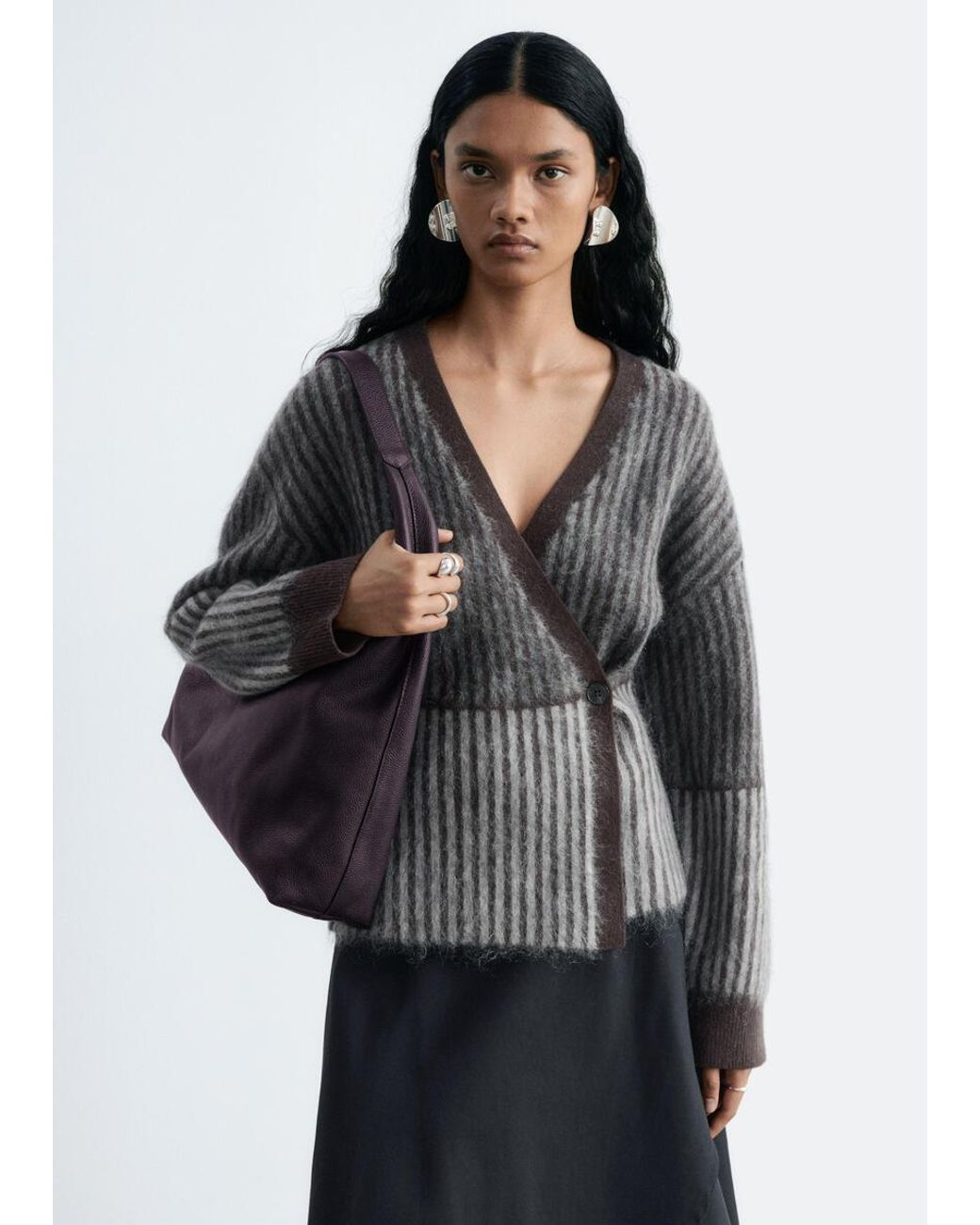 & Other Stories Black Mohair-Blend Wrap Cardigan