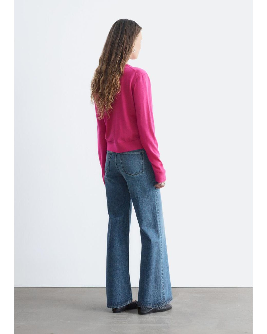 & Other Stories Pink Plain-Knit Wool Cardigan