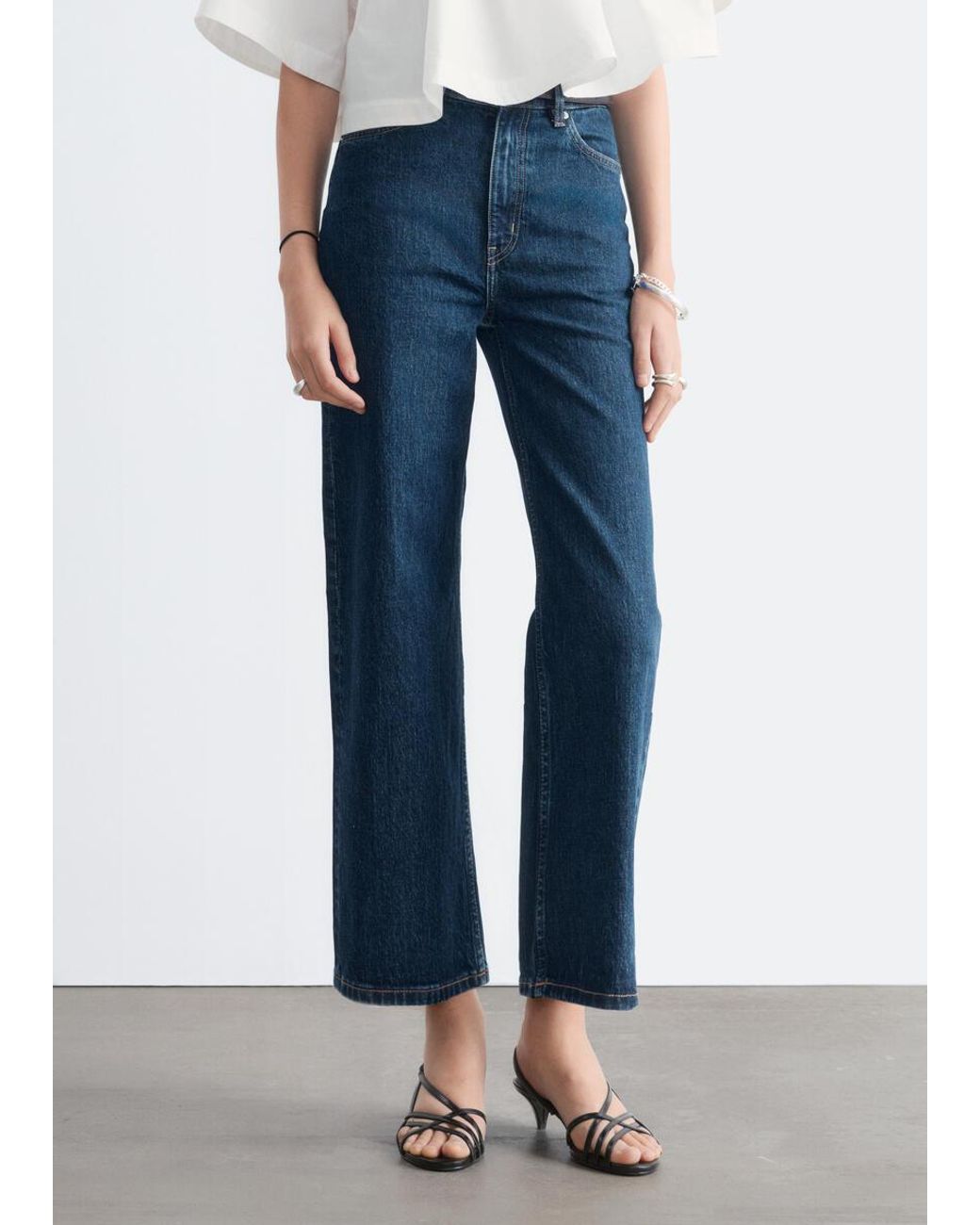 & Other Stories Blue Cropped Wide-Leg Jeans