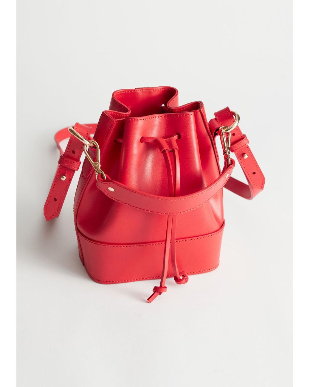 Other Stories Leather Bucket Bag in Red Lyst