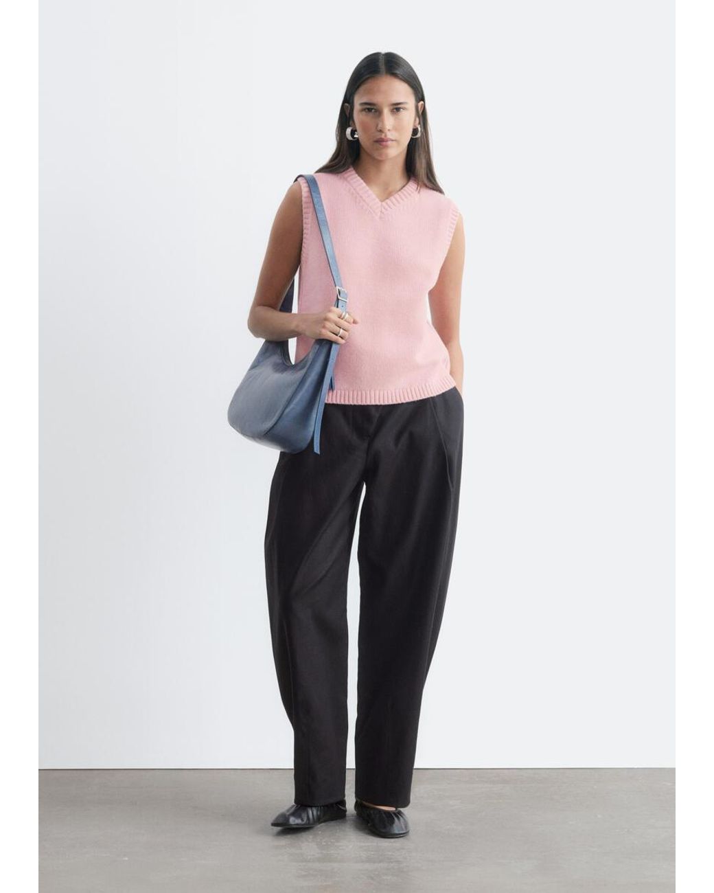 & Other Stories Pink Wool-Cotton Knitted Vest