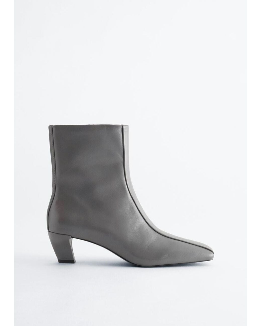 & Other Stories Black Kitten Heel Leather Ankle Boots