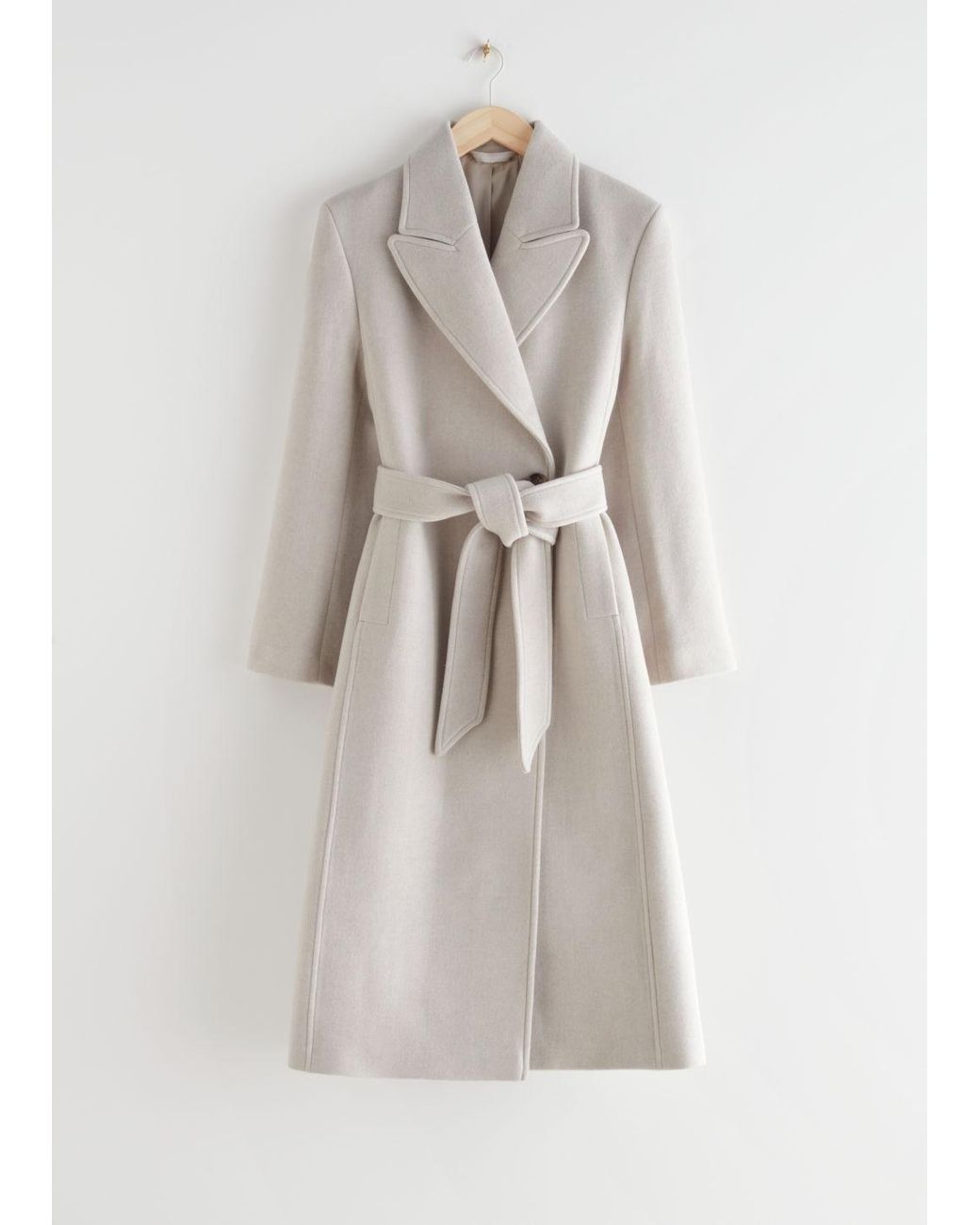 & Other Stories Belted Fitted Recycled Wool Coat in Beige (Natural ...