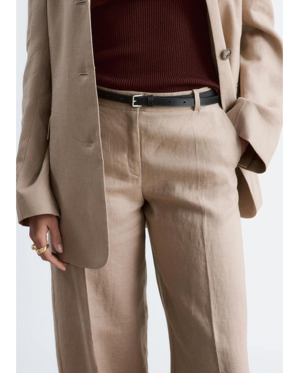 & Other Stories Natural Tailored Linen Trousers
