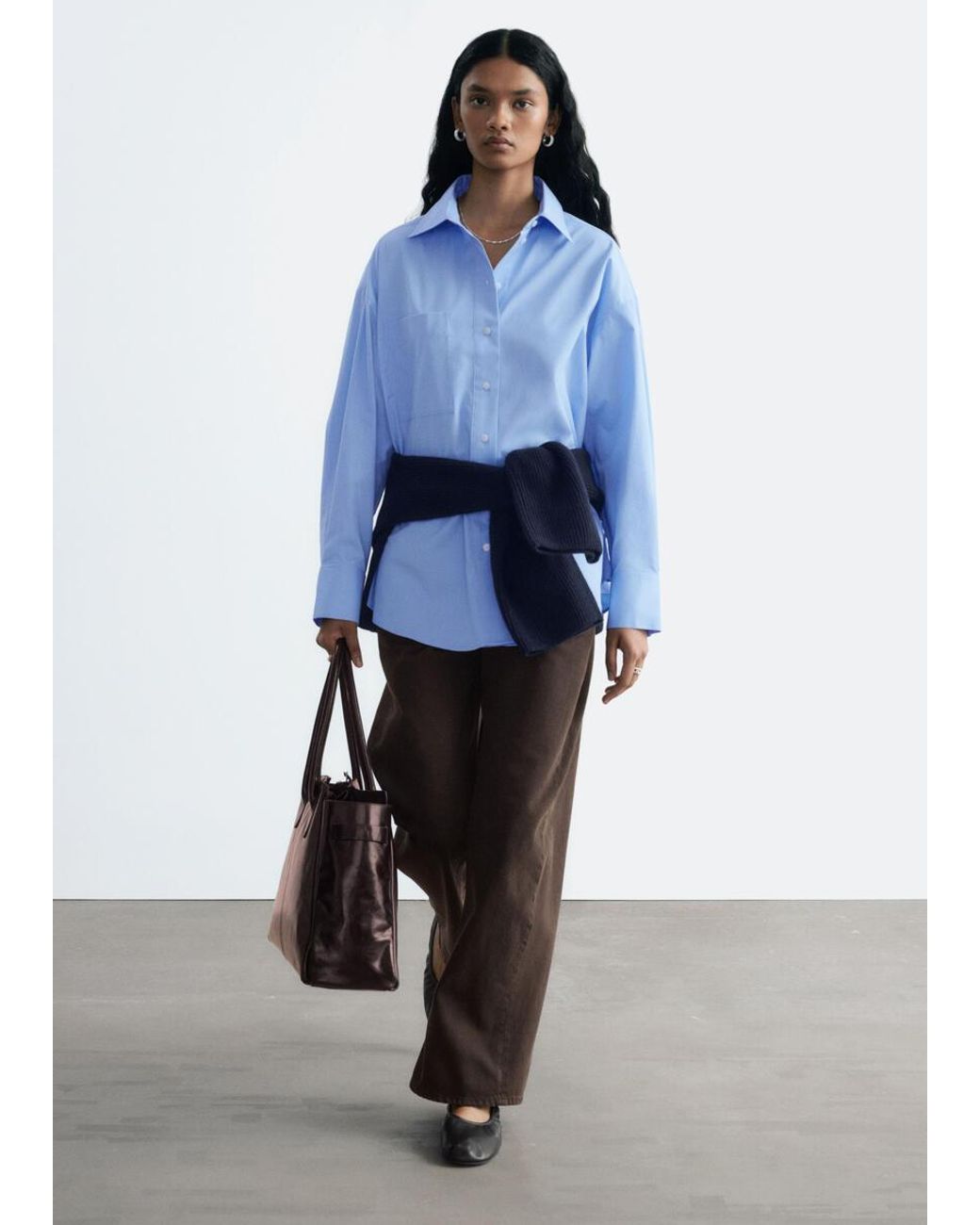 & Other Stories Blue Oversized Cotton Shirt