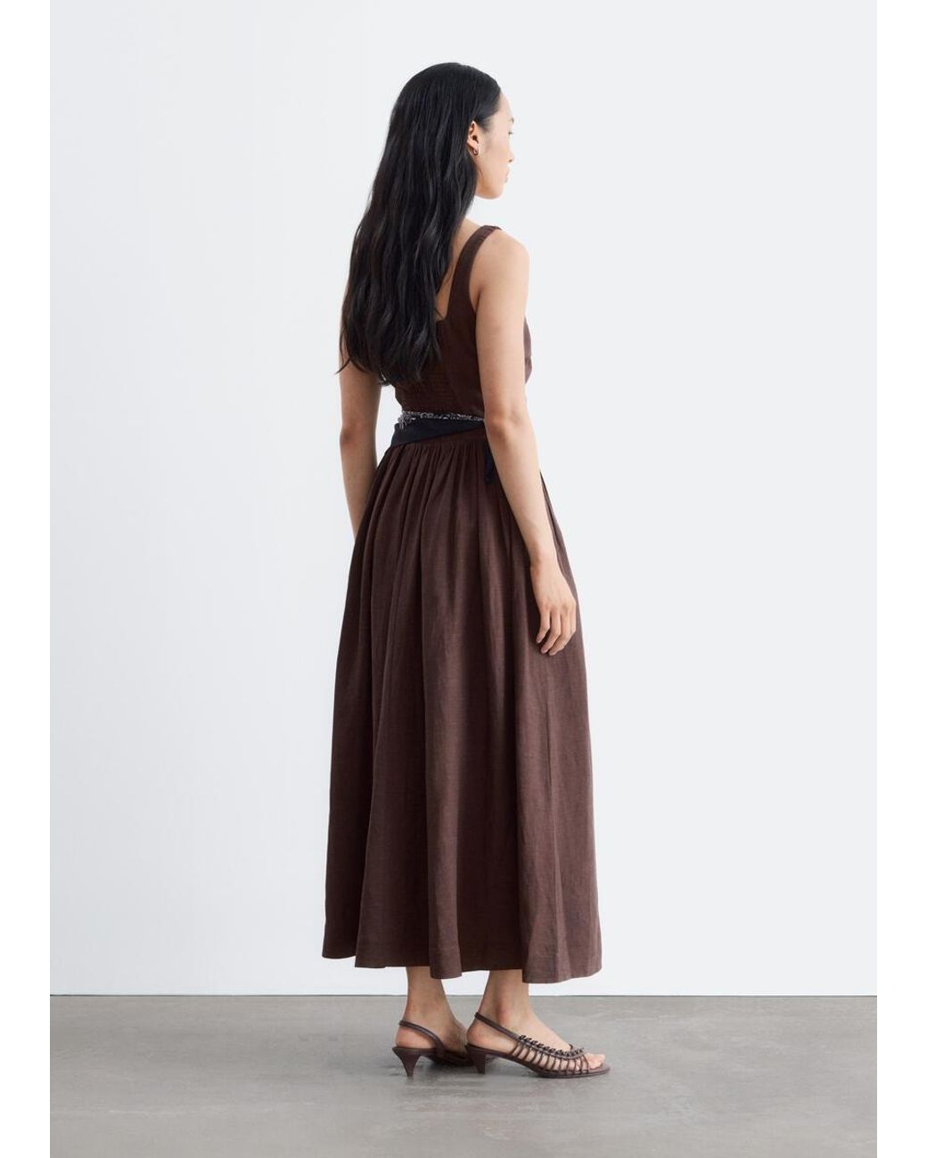 & Other Stories Brown Fit-And-Flare Midi Dress