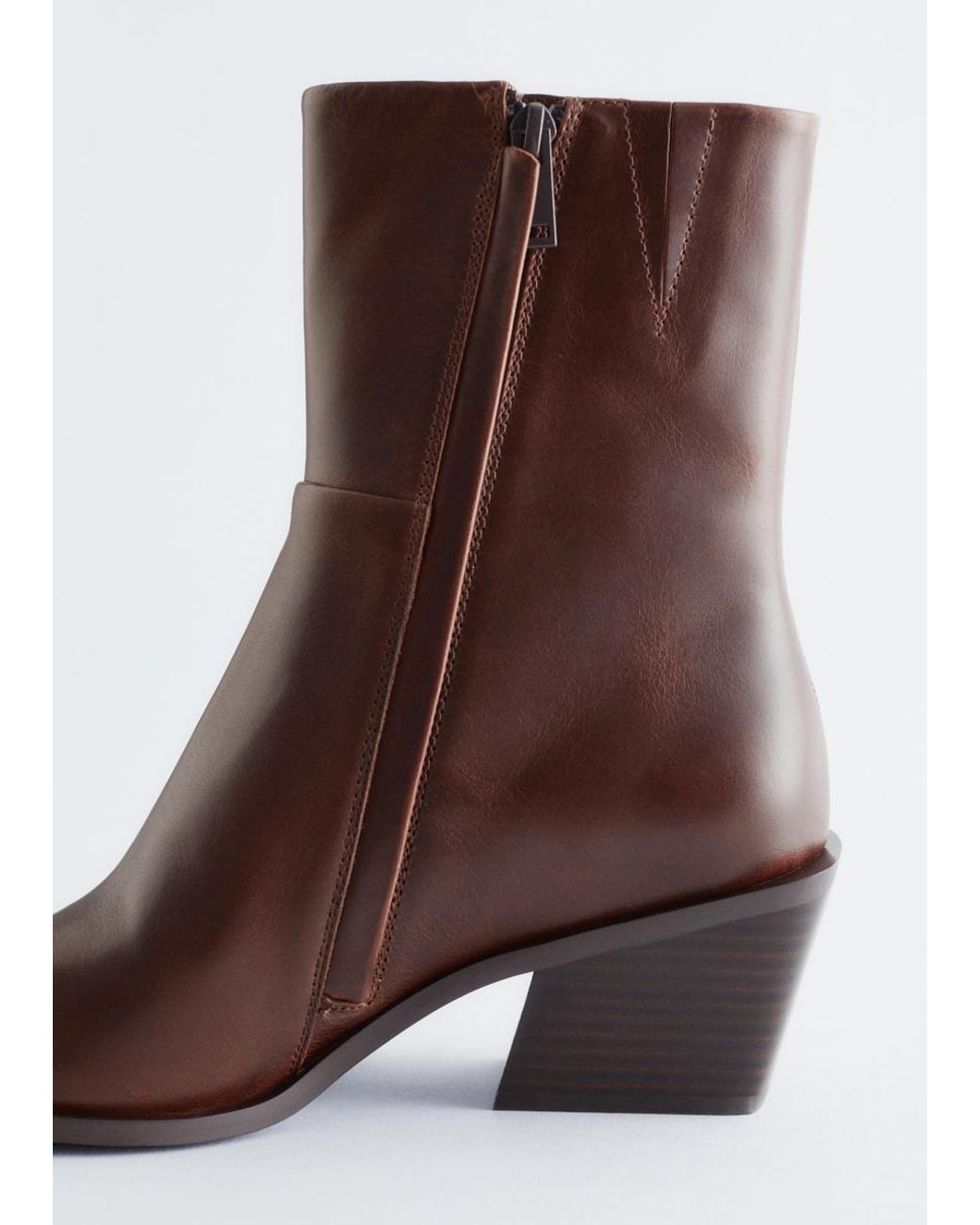 & Other Stories Black Sleek Leather Cowboy Boots