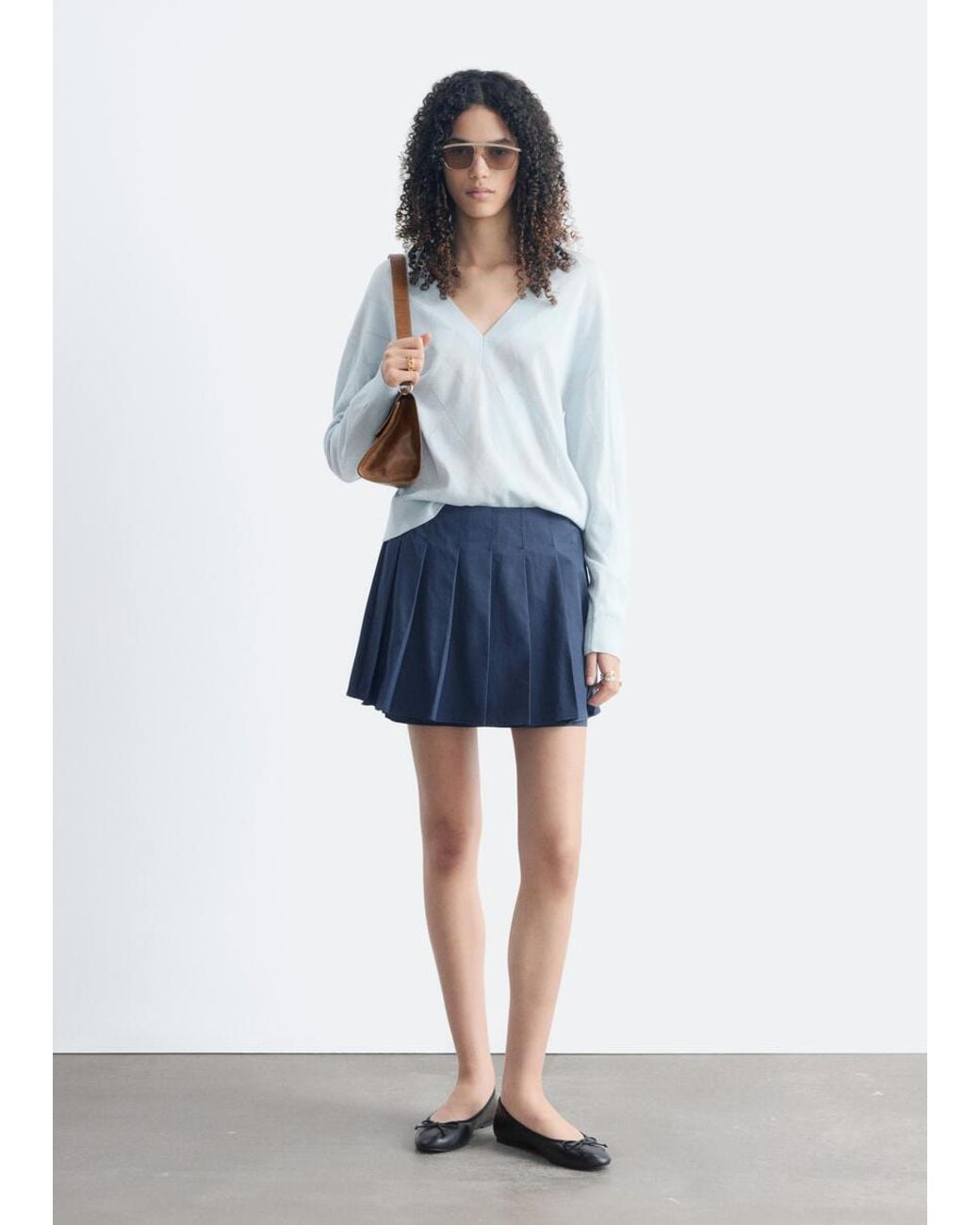& Other Stories White Deep V-Neck Merino Wool Jumper