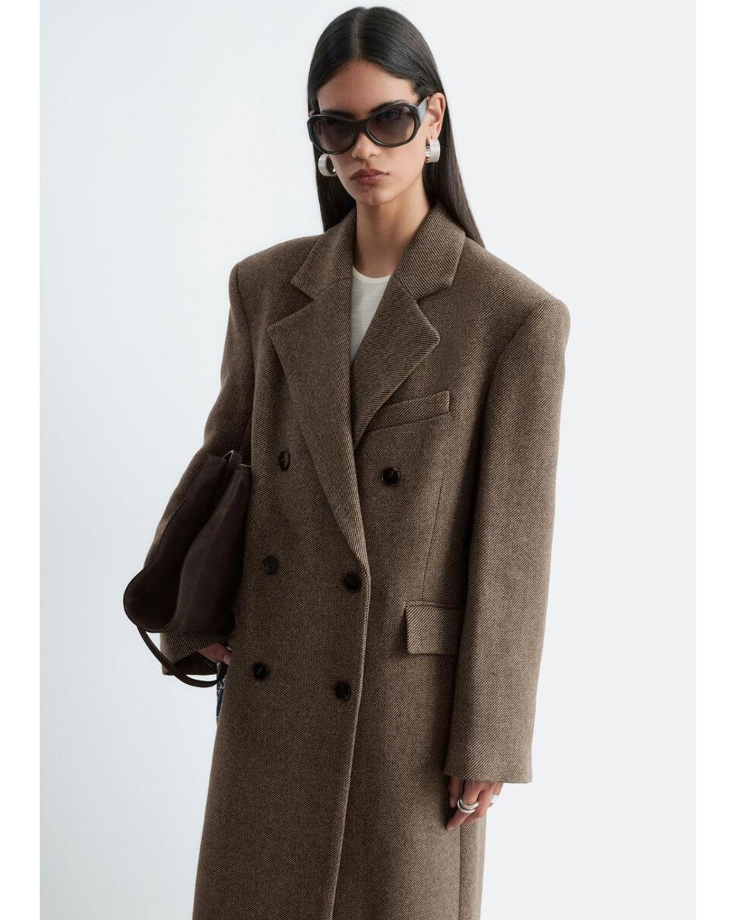 & Other Stories White Long Wool Coat