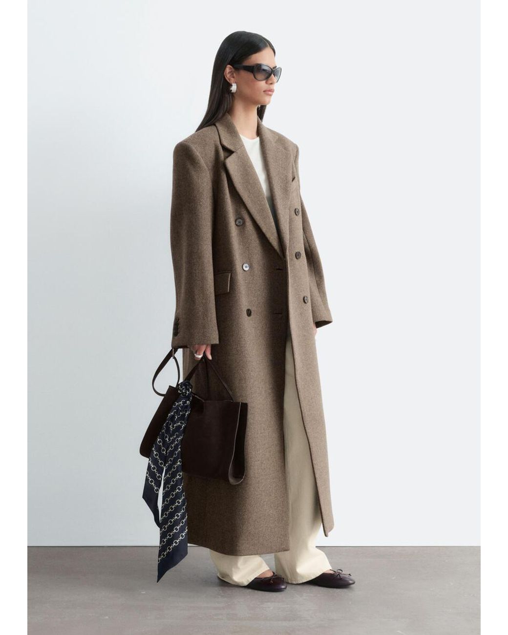 & Other Stories White Long Wool Coat