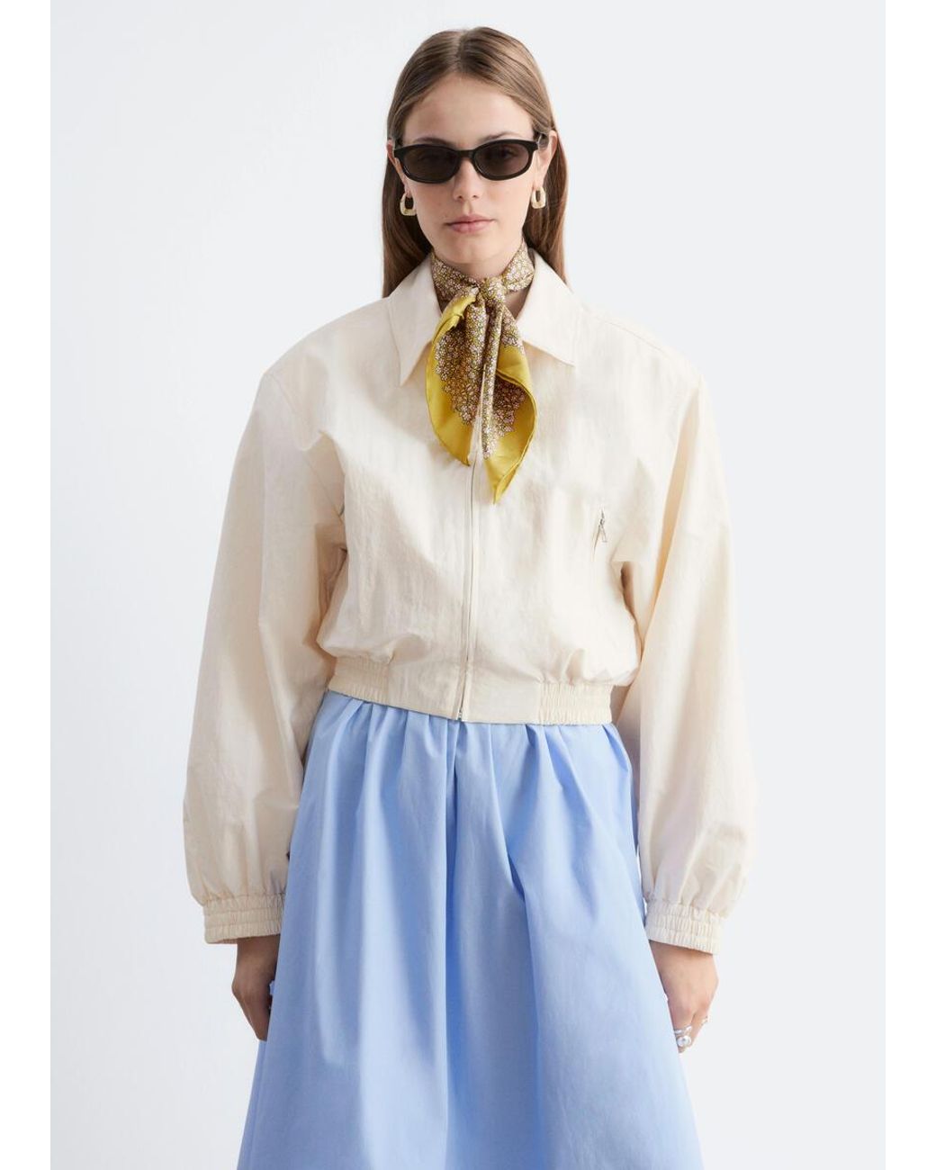 & Other Stories Blue Zip-Front Short Jacket