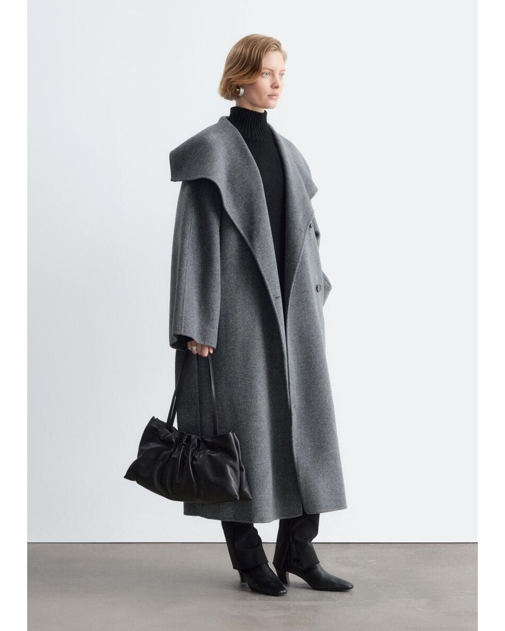 & Other Stories Gray Shawl-Collar Wool Maxi Coat