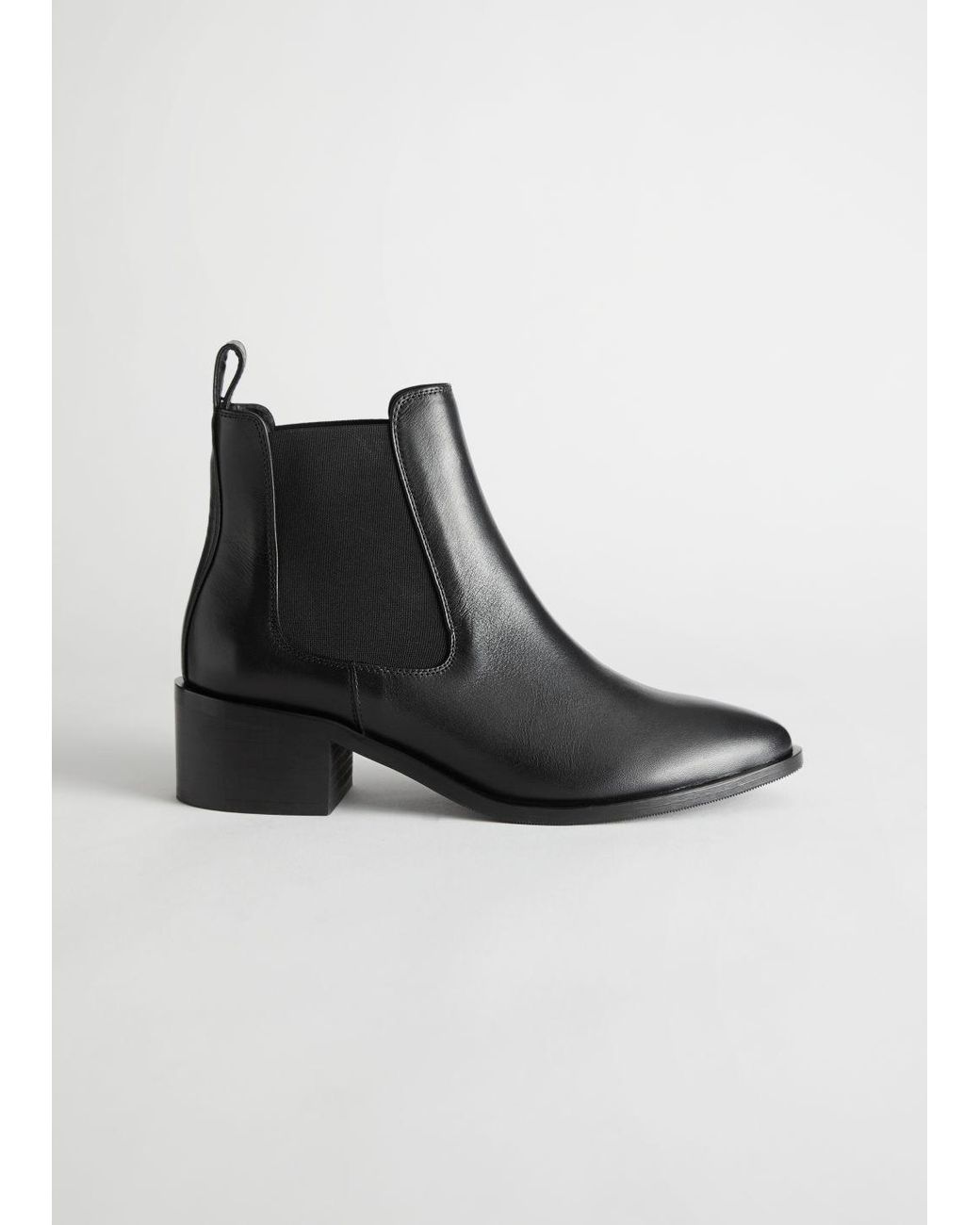 & Other Stories Leather Pointed Toe Chelsea Boots in Black Lyst