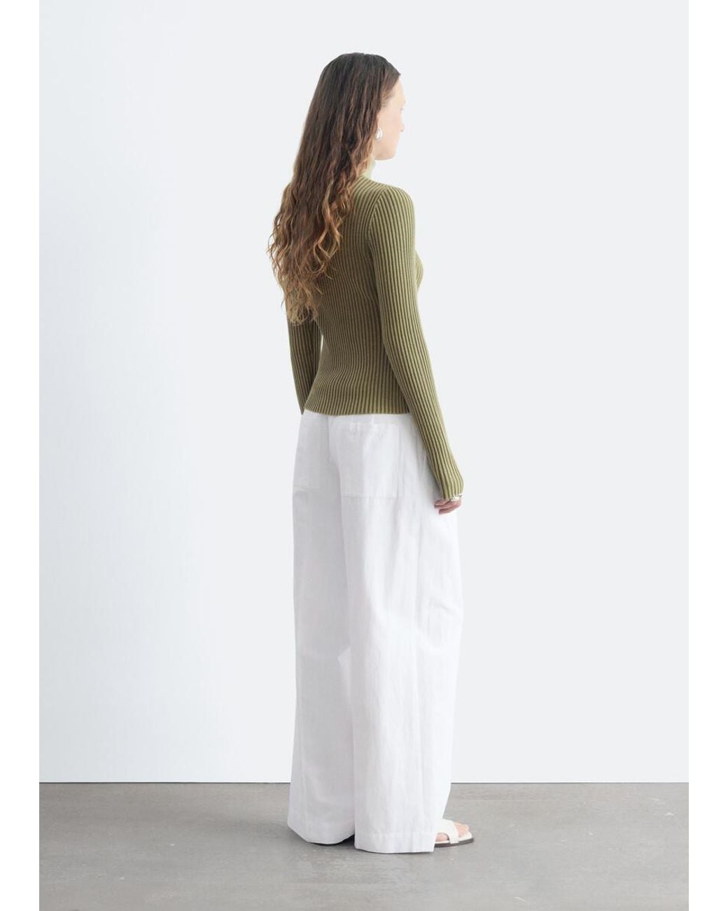 & Other Stories White Zip-Up Turtleneck Cardigan
