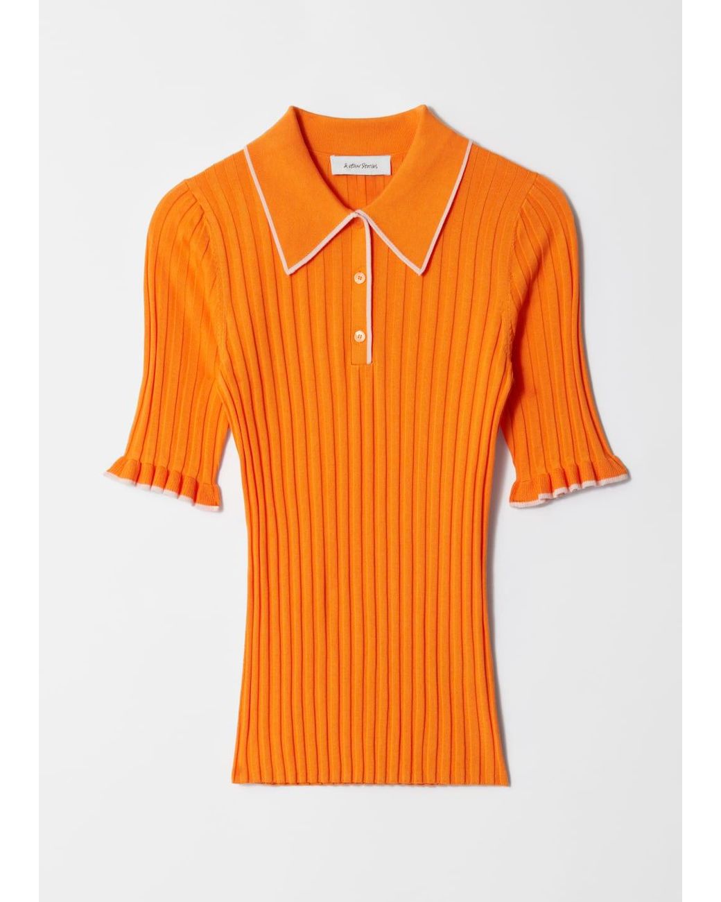 & Other Stories Rib-Knit Polo Shirt in Orange | Lyst UK