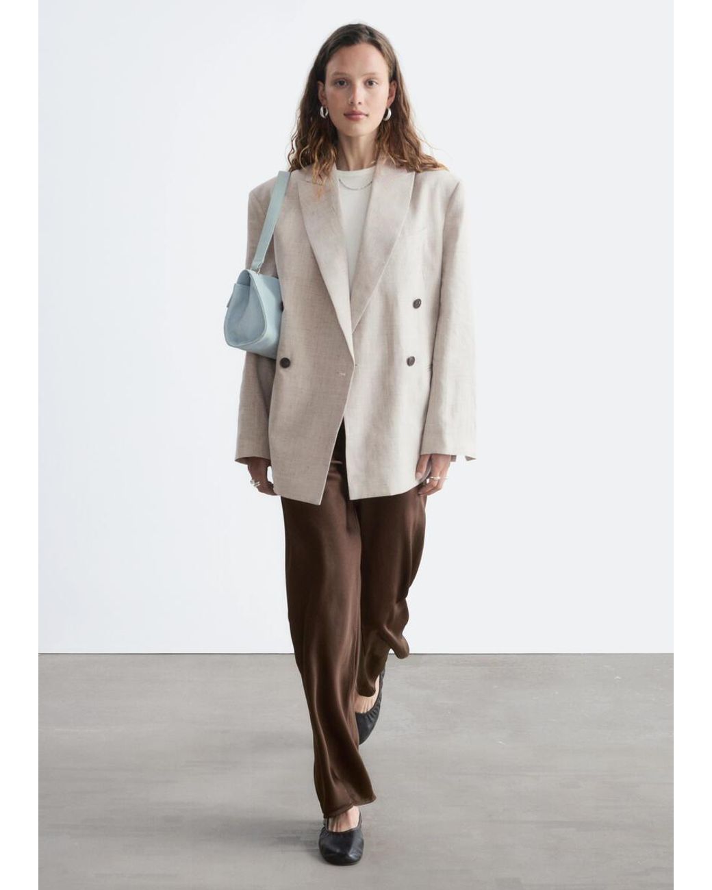 & Other Stories White Relaxed Cotton-Linen Blazer