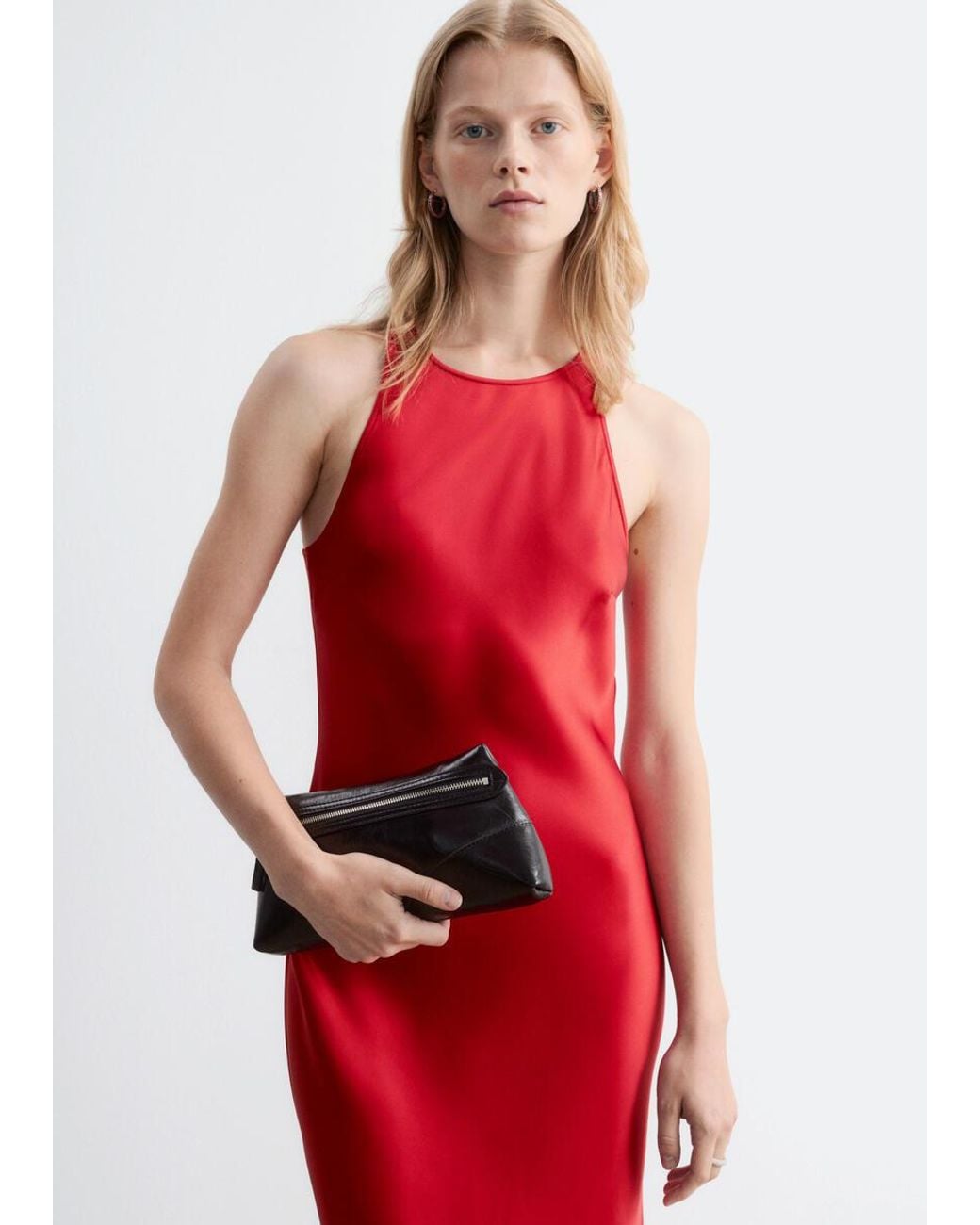 & Other Stories Red Leather Shoulder Bag