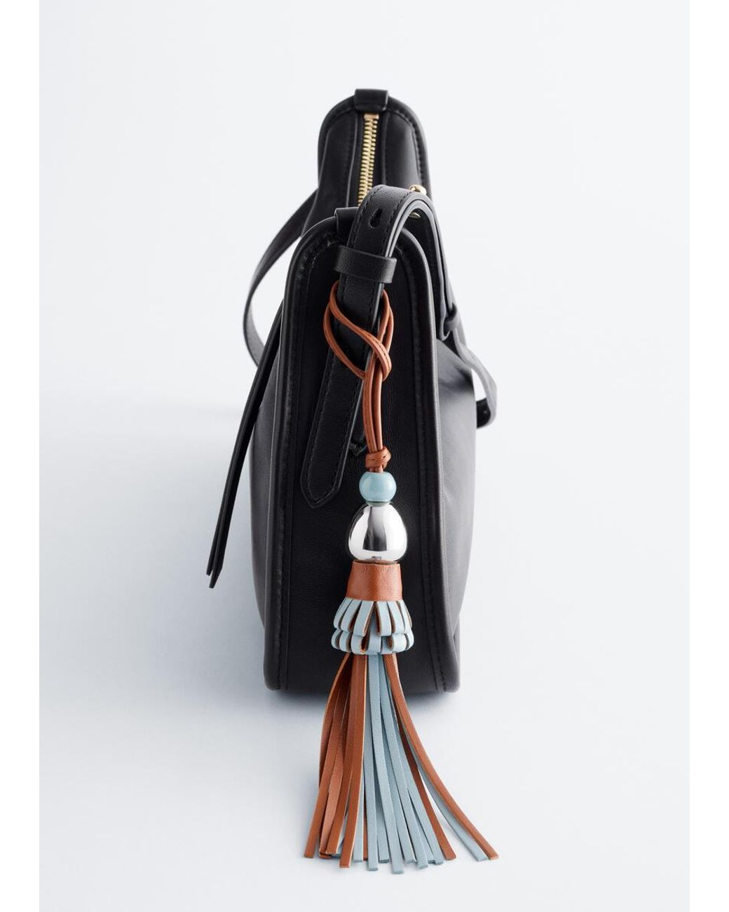 & Other Stories White Leather Tassel Bag Charm