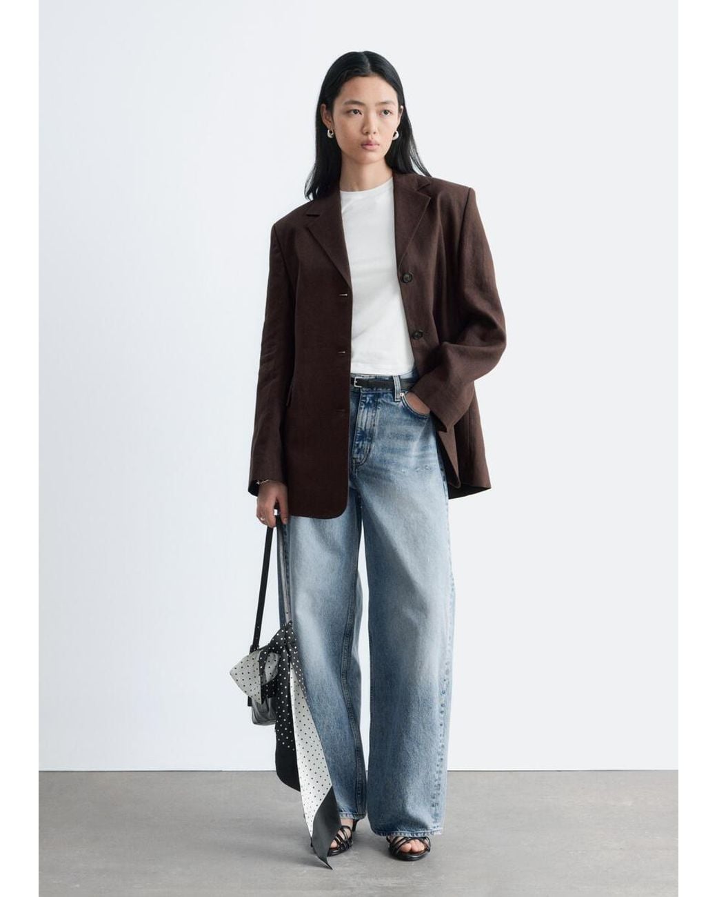 & Other Stories White Tapered Linen Blazer
